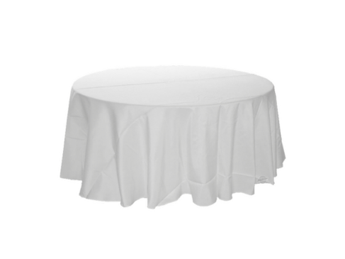 Banketttischdecke mieten – rund 240 cm, Damast, 100% Baumwolle, weiß – 2