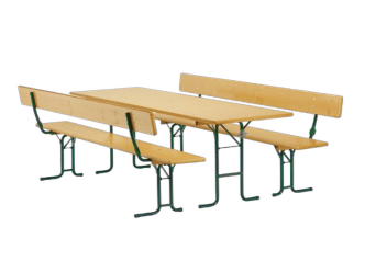 Festzeltgarnitur mit Lehne mieten – 50 cm Tisch, robustes Stahlgestell