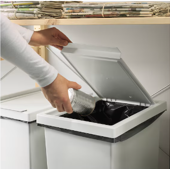 Abfalleimer weiß mit Deckel mieten – 42 L Standard-Eimer für Feste – 3