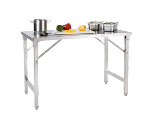 Arbeitstisch Edelstahl mieten – klappbar, 120 x 70 cm, bis 400 kg – 3
