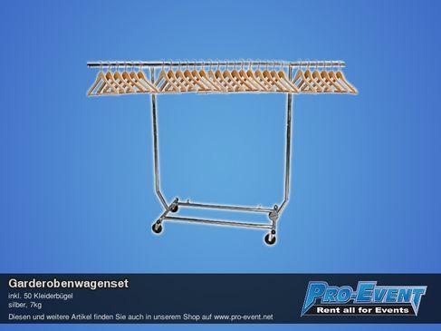 Garderobenwagen-Set mieten – Kleiderwagen inkl. 40 Holzbügel, verchromt – 2