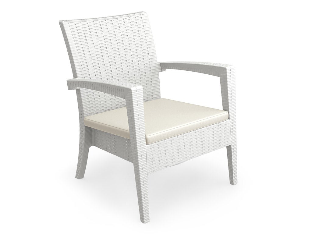 Rattan Loungesessel EDEN1 weiß mieten – Outdoor-Sessel aus Polyrattan