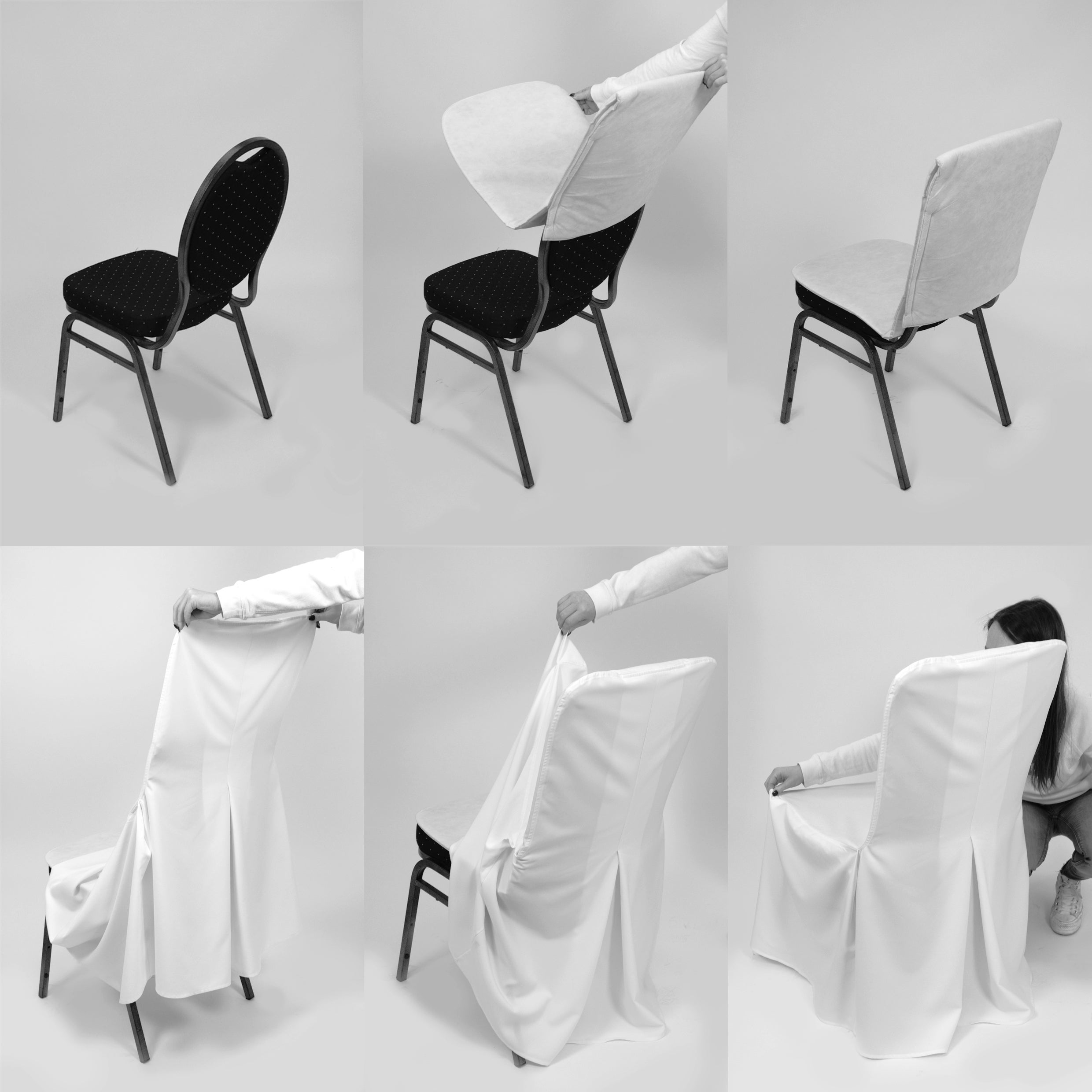 Stuhlhusse KATE gepolstert weiß mieten – Allround-Husse für viele Stühle – 3