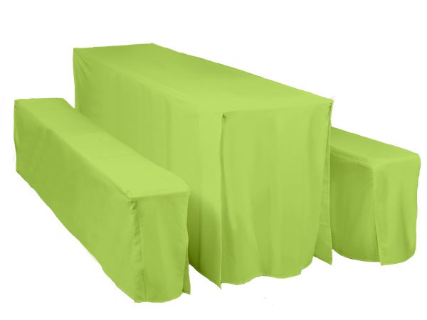 Festzeltgarnitur-Hussen SONJA grün mieten – Tisch- & Bankhusse 50 cm, bodenlang