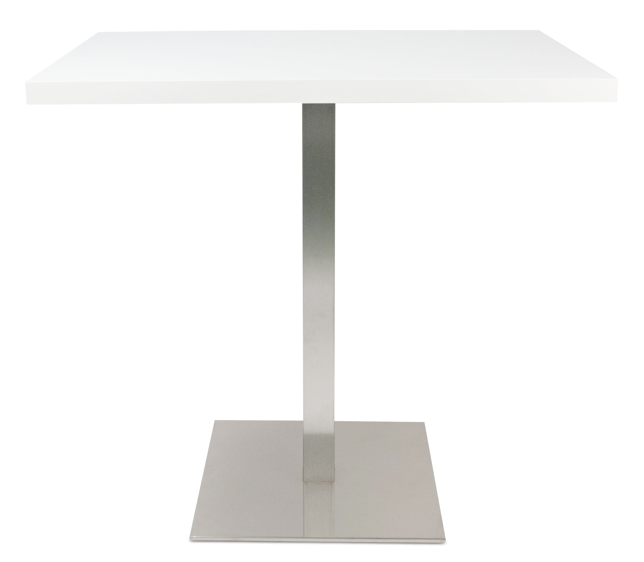 Hochtisch INOX HIGH weiß mieten – eleganter Brückentisch für bis zu 6 Personen
