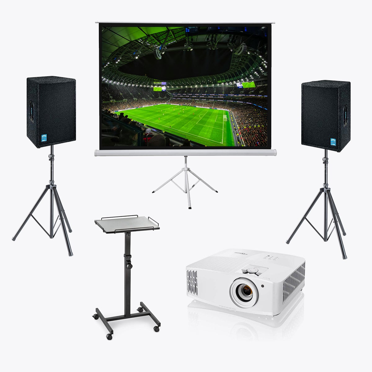 Public Viewing Paket klein mieten – Beamer OPTOMA UHD55 & 220 cm Leinwand