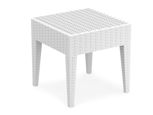 Rattan Beistelltisch EDEN ST weiß mieten – Outdoor-Loungetisch aus Polyrattan