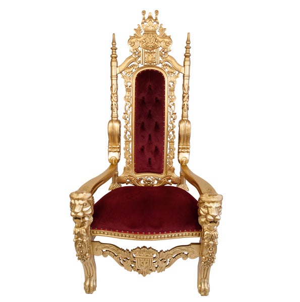 Thron PALACE mieten – Hochzeitsstuhl / Wedding Chair, rot-gold