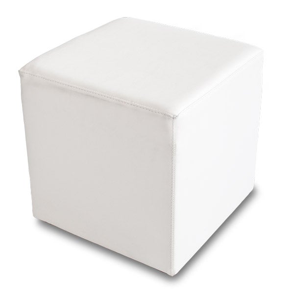 Sitzwürfel QUBO XL weiß mieten – Loungehocker aus Kunstleder