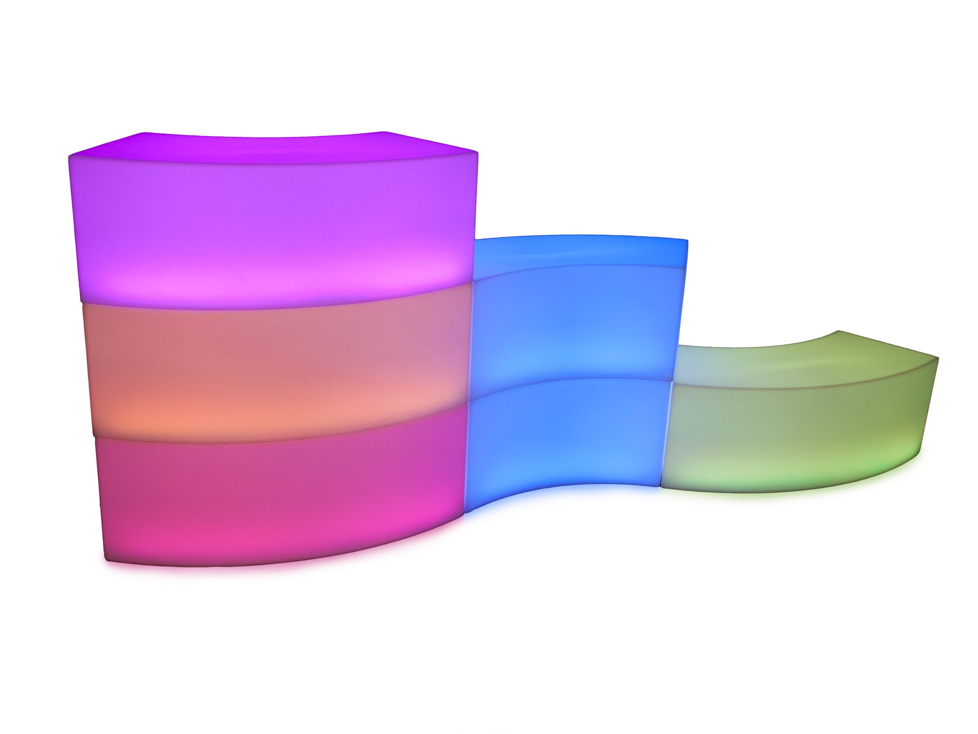 LED Sitzbank iSNAKE mieten – halbrunder Akku-Hocker, leuchtend in allen Farben – 4