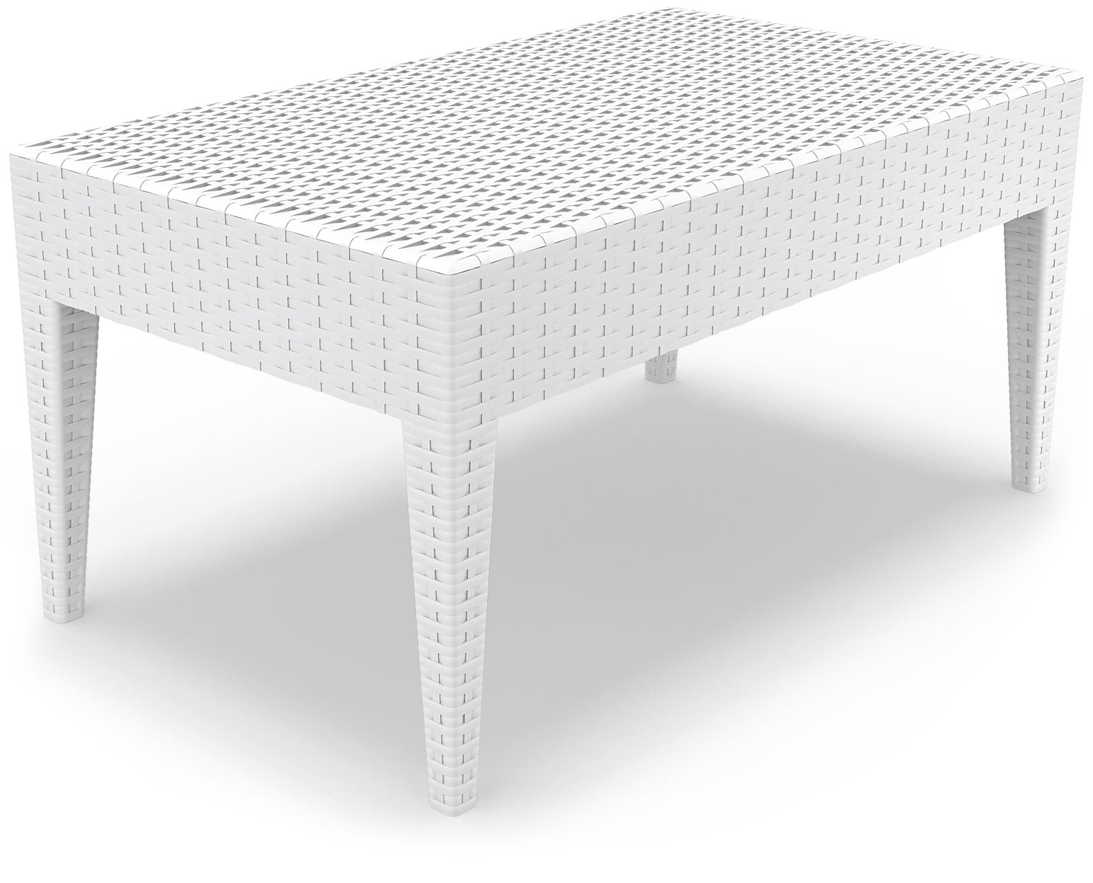 Rattan Loungetisch EDEN T weiß mieten – Outdoor-Couchtisch aus Polyrattan