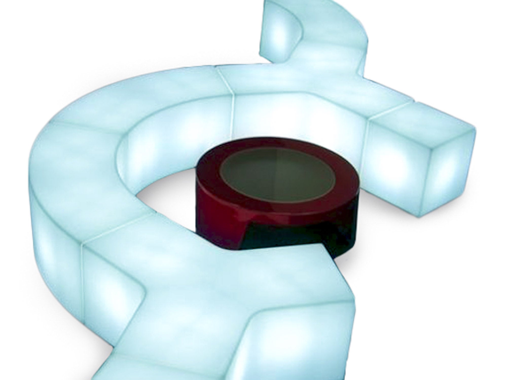 LED Sitzbank iSNAKE YPSILON mieten – geschwungener Akku-Hocker, leuchtend in allen Farben – 2