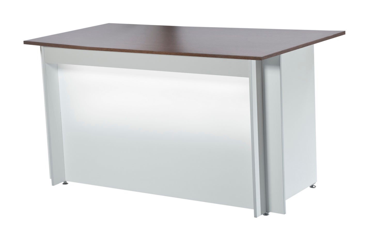 Buffettisch PORTO mieten – beleuchtete Front, weiß / dunkle Holzoptik