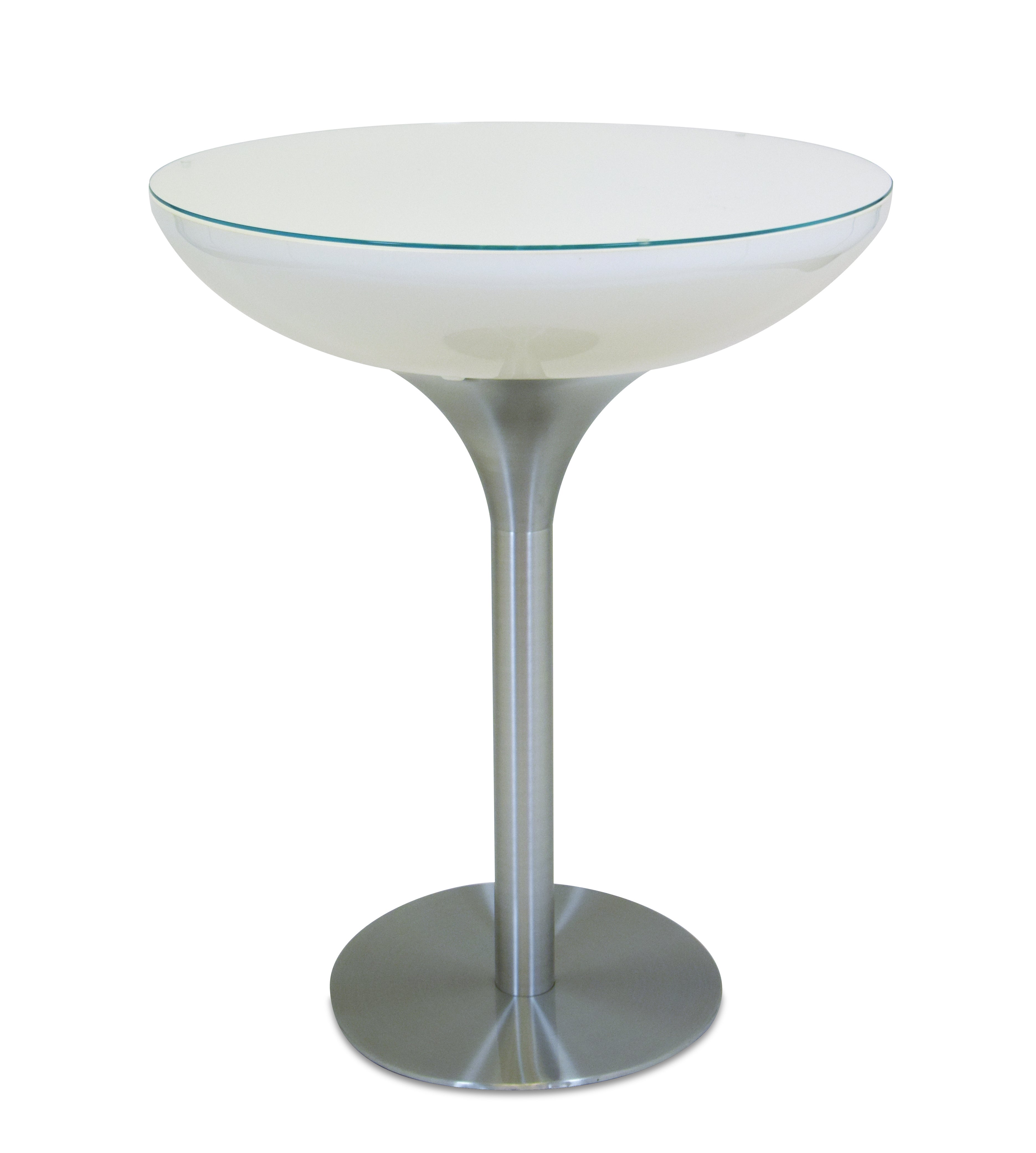 LED Stehtisch MARTINI mieten – leuchtender Stehtisch mit Glasplatte