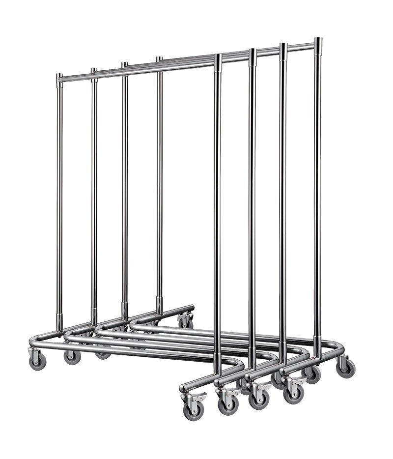 Garderobenständer CURVY mieten – fahrbarer Garderobenwagen aus Edelstahl – 2