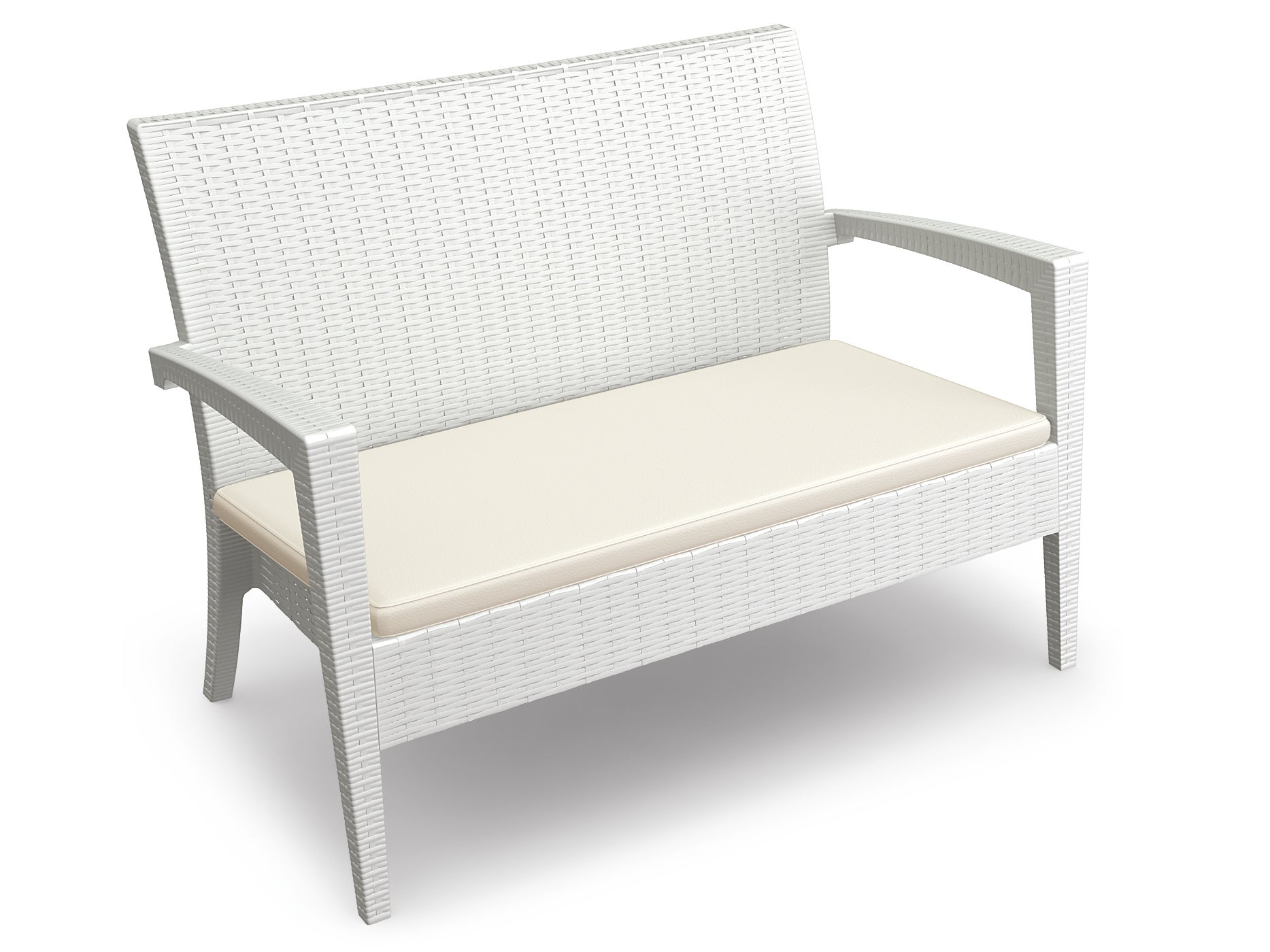 Rattan Loungesofa EDEN2 weiß mieten – Outdoor Couch für Events