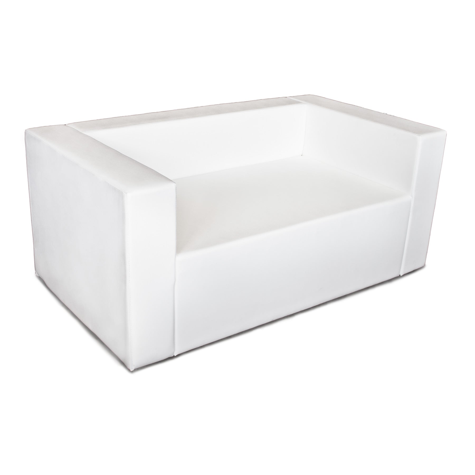 Loungesofa QUBIC2 weiß mieten – eleganter 2-Sitzer aus Bycastleder