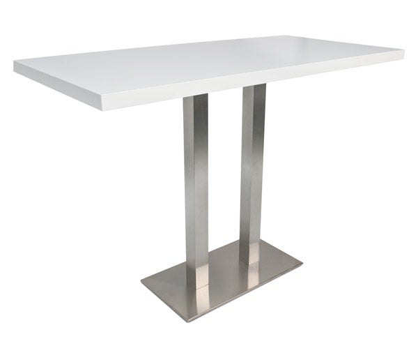 Hochtisch INOX TWIN HIGH mieten – weiß, 160 x 80 x 112 cm, bis 6 Personen