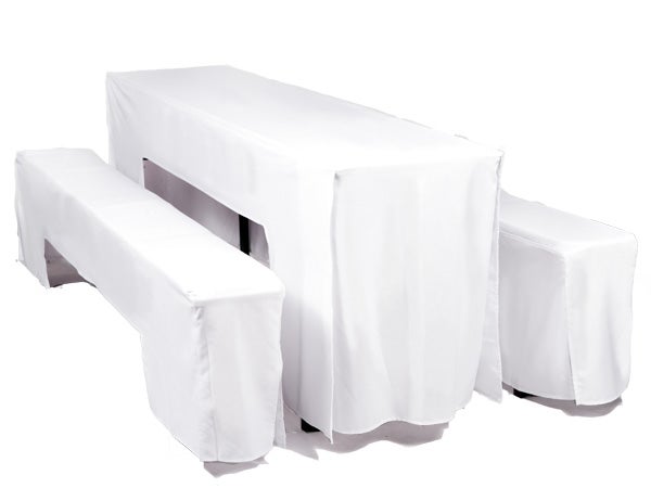 Festzeltgarnitur-Hussen mieten – AMY 50 cm, weiß, inkl. Reinigung