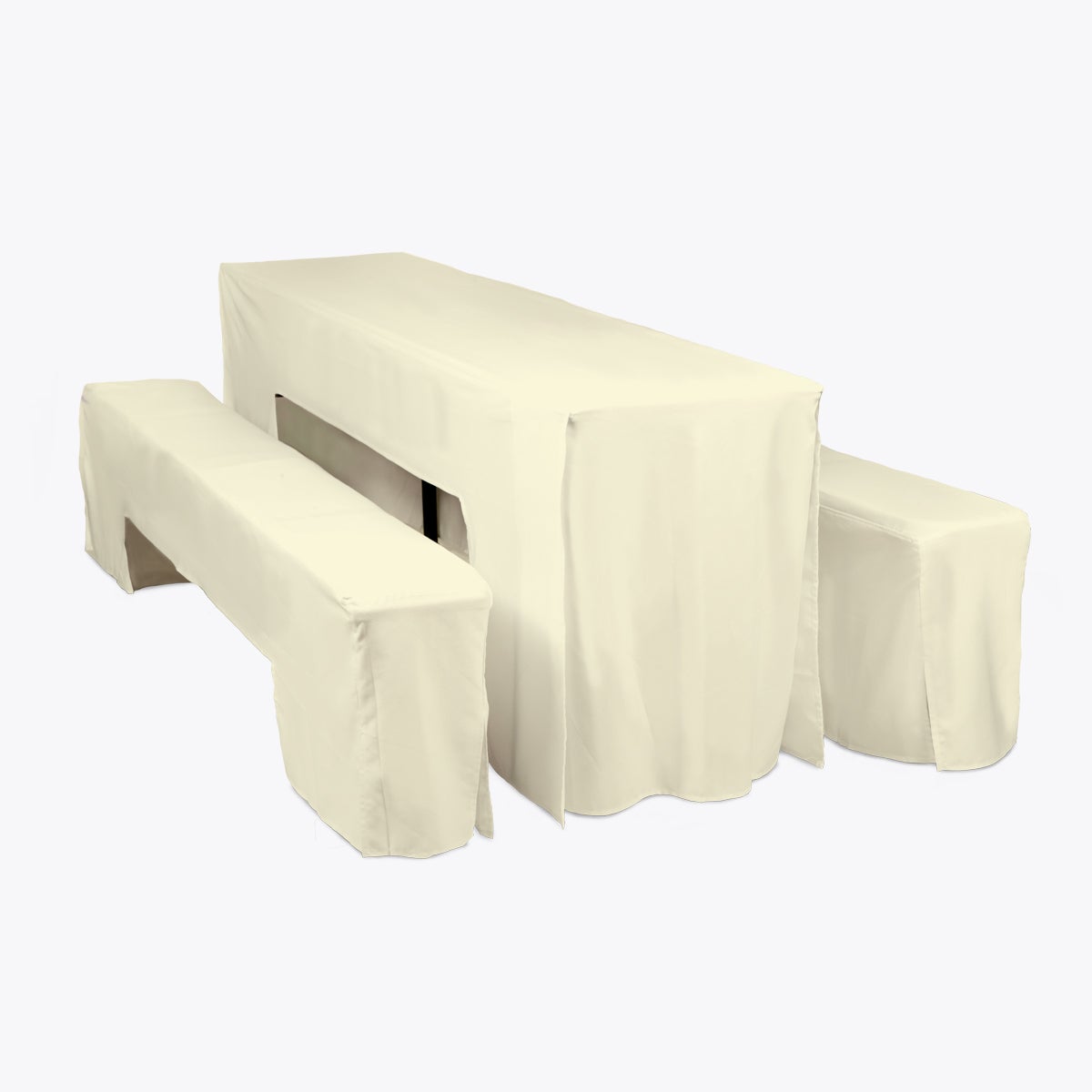 Festzeltgarnitur-Hussen mieten – AMY 50 cm, creme, inkl. Reinigung