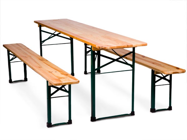 Festzeltgarnitur mieten – VICTOR 50 cm, 1 Tisch + 2 Bänke