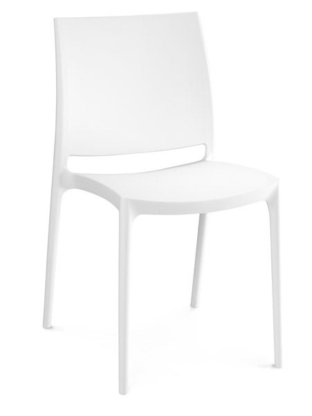 Designstuhl STYLO weiß mieten – Bankettstuhl, leicht, In- & Outdoor