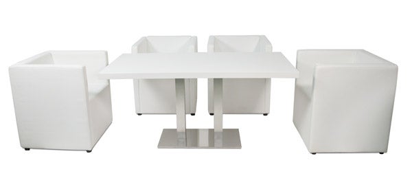 Banketttisch INOX TWIN weiß mieten – Esstisch für bis zu 6 Personen – 3