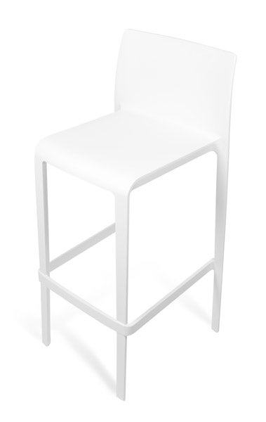 Barhocker VOLT weiß mieten – stapelbarer Outdoor-Barhocker mit Rückenlehne