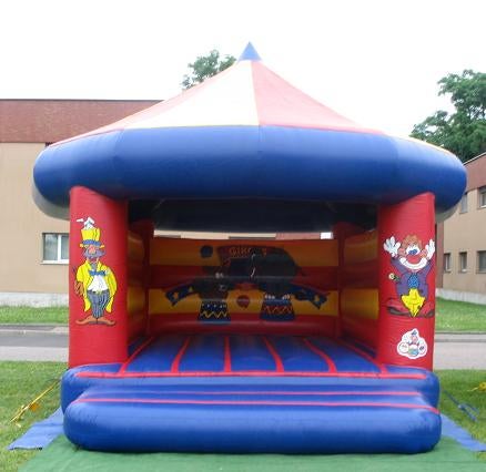 Hüpfburg Zirkus / Regenbogen mieten ~ überdachte Springburg für bis zu 12 Kinder