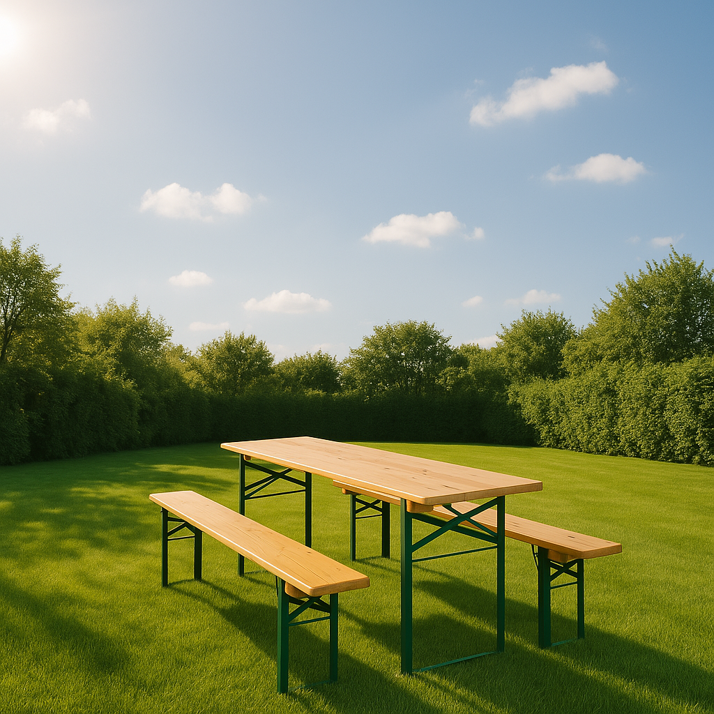 Bierzeltgarnitur 220 x 50 cm mieten – robust & stapelbar für Fest & Feier