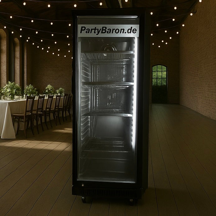 Getränkekühlschrank mieten – 347 Liter mit Glastür & LED für Events