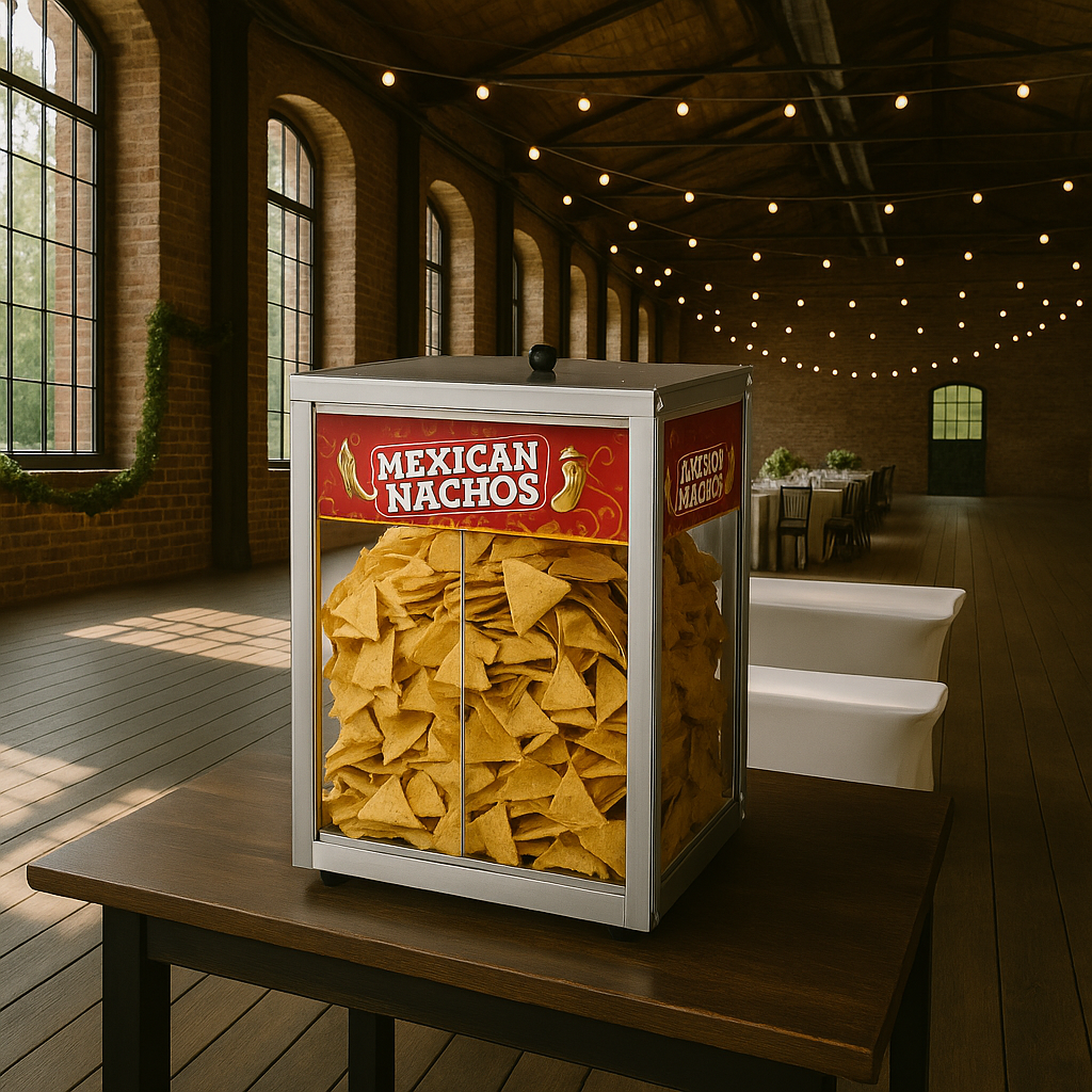 Nacho-Wärmer mieten – Snackwärmer mit transparenter Front für Events