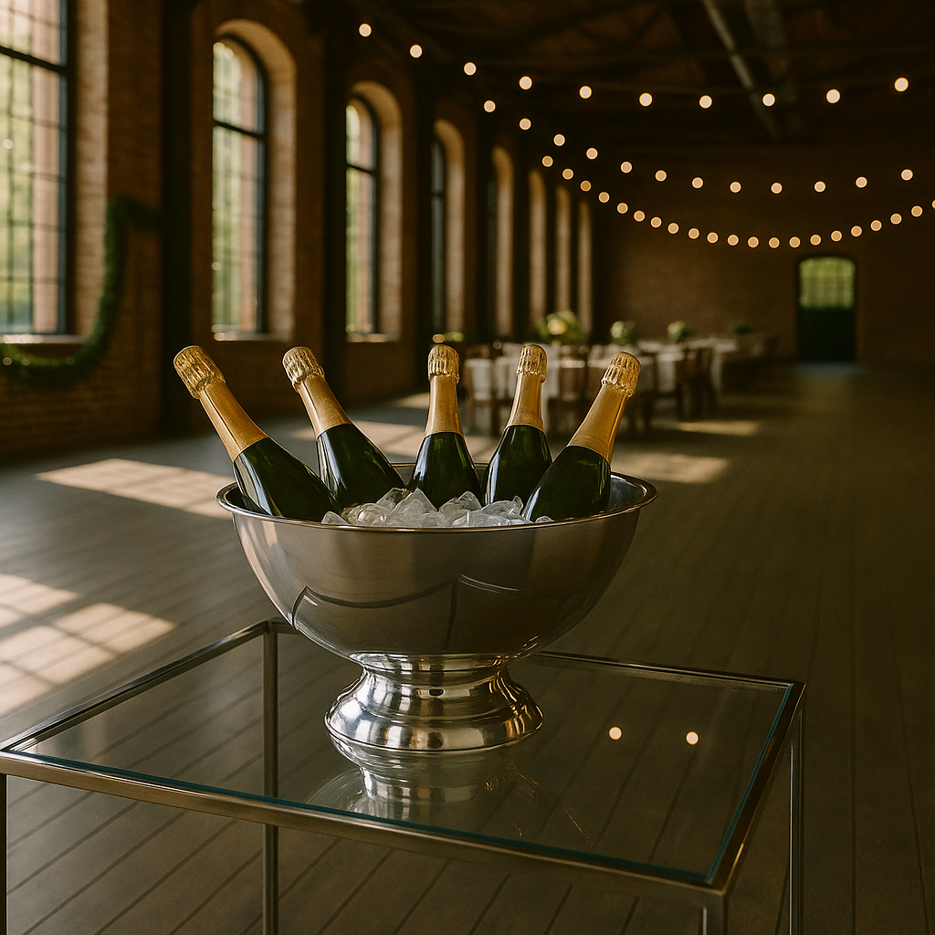 Flaschenkühler mieten – Edelstahl Ø 40 cm für Champagner, Wein & Sekt