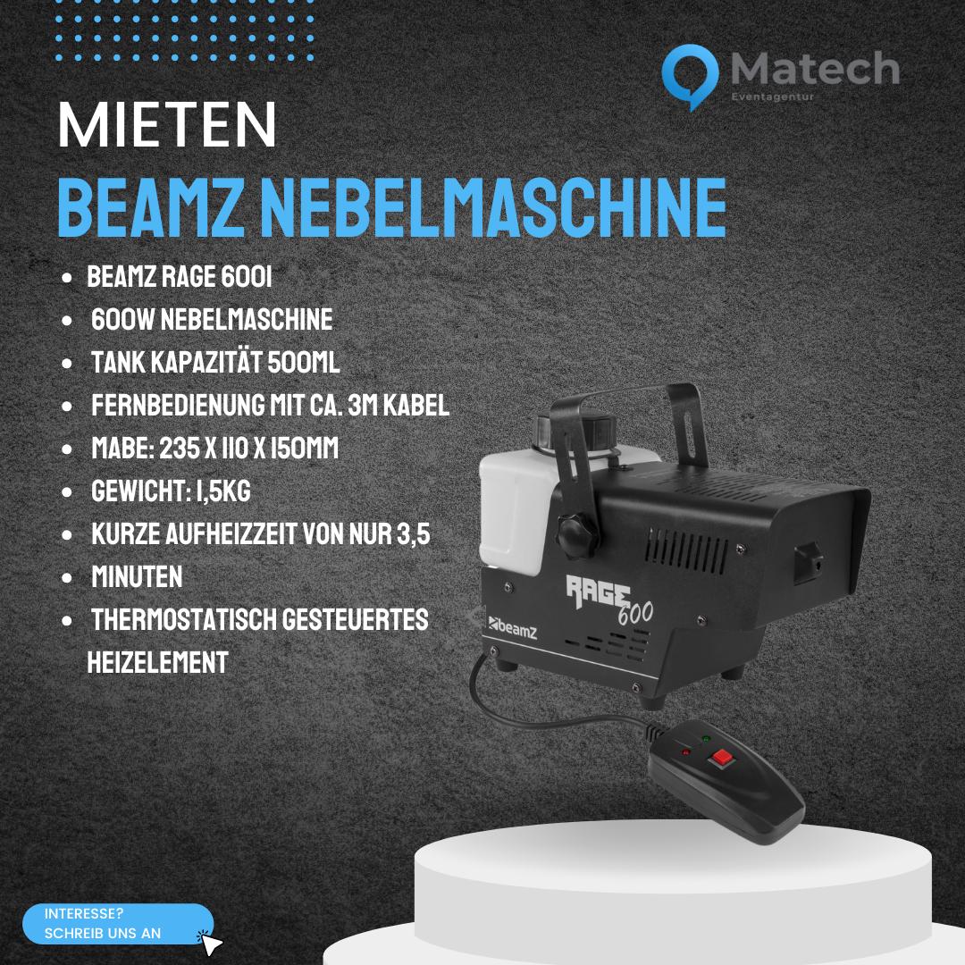 Nebelmaschine BeamZ Rage 600I mieten – 600W Nebelmaschine inkl. Fernbedienung