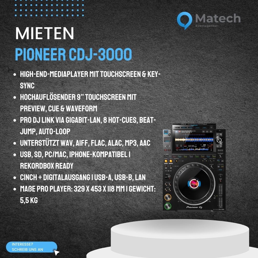 Pioneer CDJ-3000 mieten – Profi DJ-Player mit 9" Touchscreen & Pro DJ Link