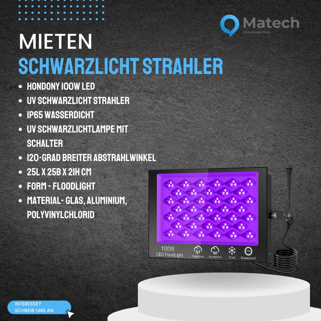 Schwarzlicht Strahler mieten – Hondony 100W LED UV-Strahler, IP65 wasserdicht