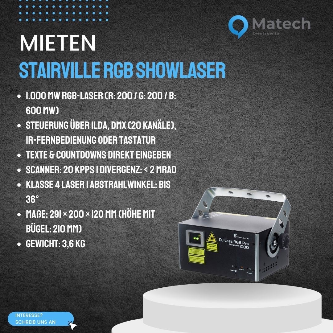Stairville DJ Lase RGB Pro Advanced 1000 mieten – RGB-Showlaser 1.000 mW