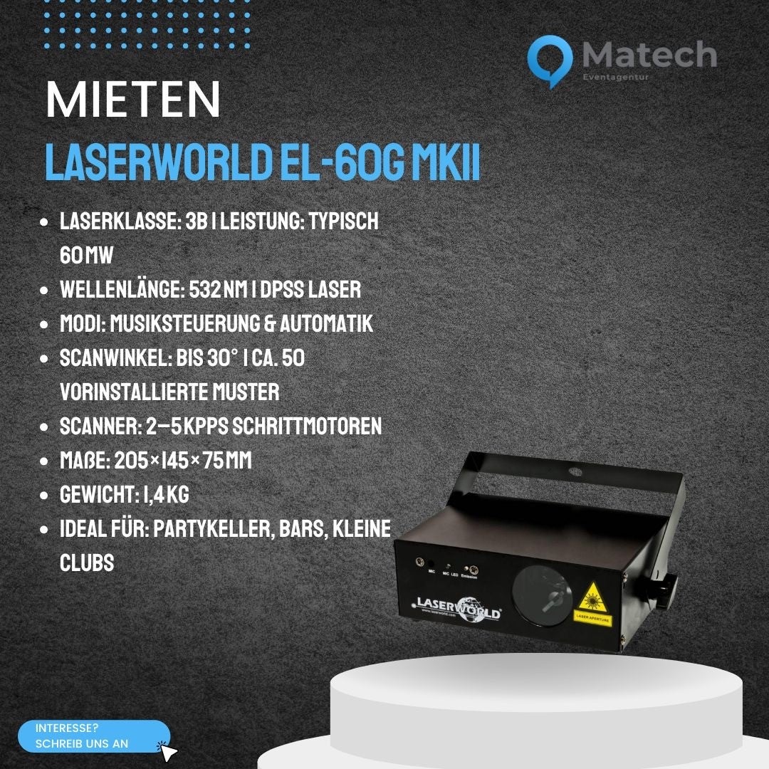 Laserworld EL-60G MKII mieten – grüner Showlaser für kleine Events & Clubs