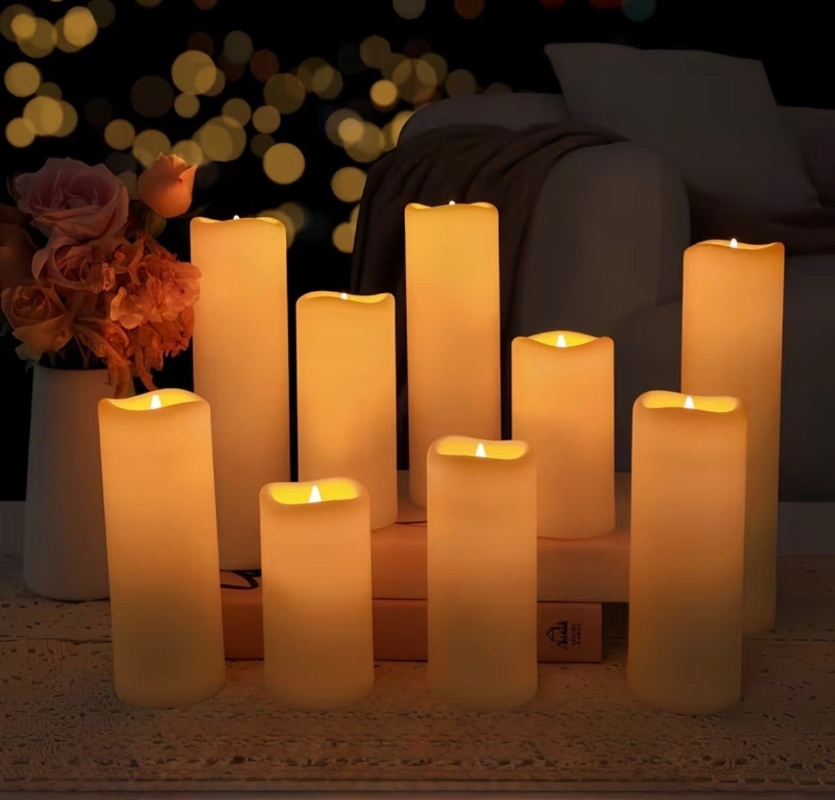 100x LED Kerzen mieten – flammenlose Deko-Kerzen mit Flacker-Effekt & Fernbedienung – 4