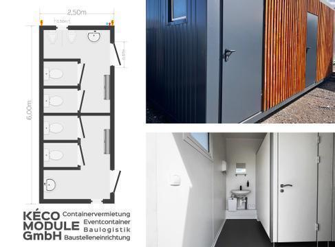 Event-Sanitärcontainer mieten | WC Damen/Herren für Messe & Veranstaltung 20 Fuß