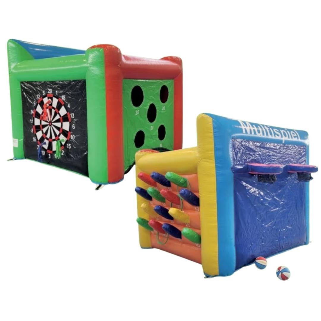 Spielewürfel 4-in-1 mieten – Riesendart, Torwand, Ringe & Basketball – 4
