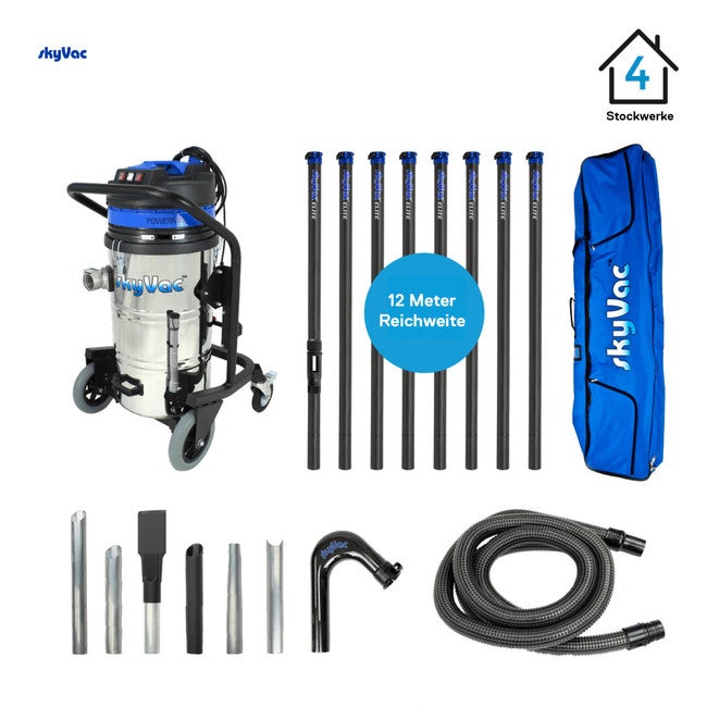Dachrinnensauger mieten – SkyVac Industrial 85 Set zur Dachrinnenreinigung bis 12 m