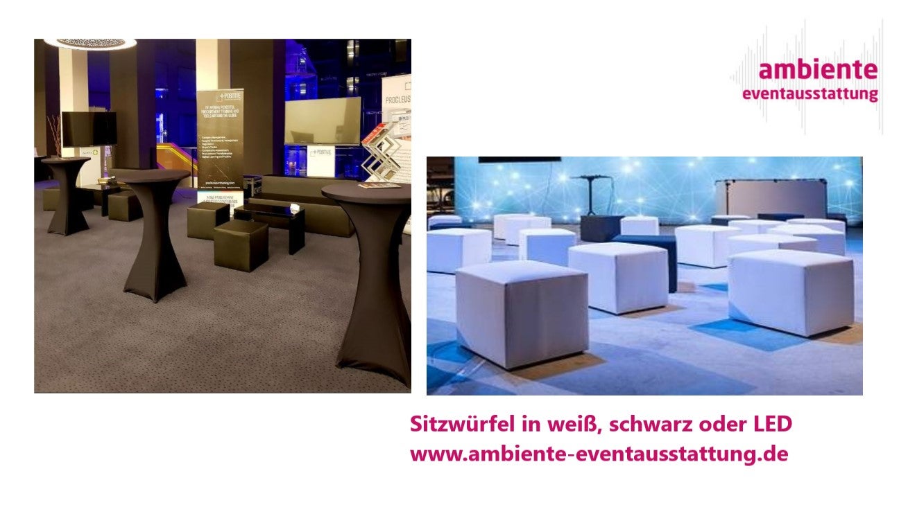 Loungemöbel mieten – Sitzwürfel, Loungesessel & Cocktailsessel in vielen Farben