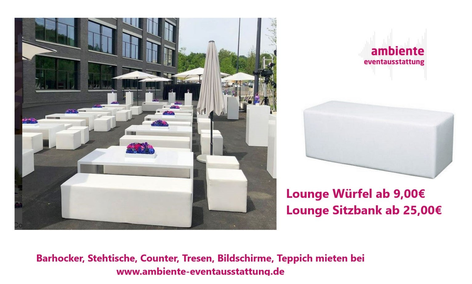 Loungemöbel mieten – Sitzwürfel, Loungesessel & Cocktailsessel in vielen Farben – 3