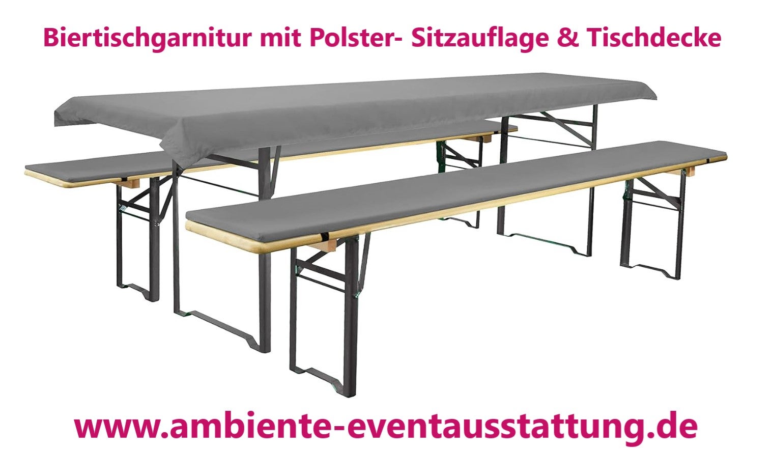 Biertischgarnitur mieten – Festzeltgarnitur mit Hussen oder Polsterauflagen – 3
