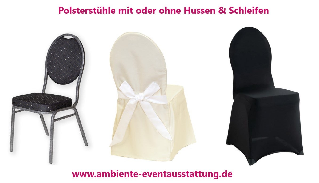 Stühle mieten – Hochzeitsstuhl, Polsterstuhl & Eventstuhl in Weiß oder Schwarz – 2
