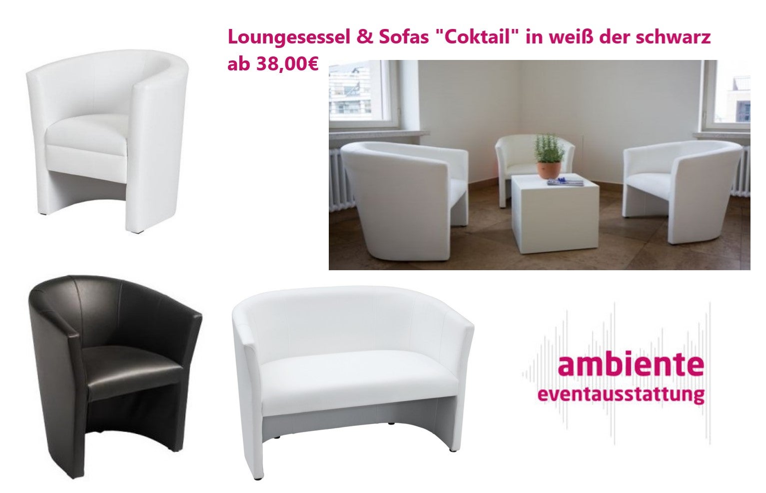 Loungemöbel mieten – Sitzwürfel, Loungesessel & Cocktailsessel in vielen Farben – 4