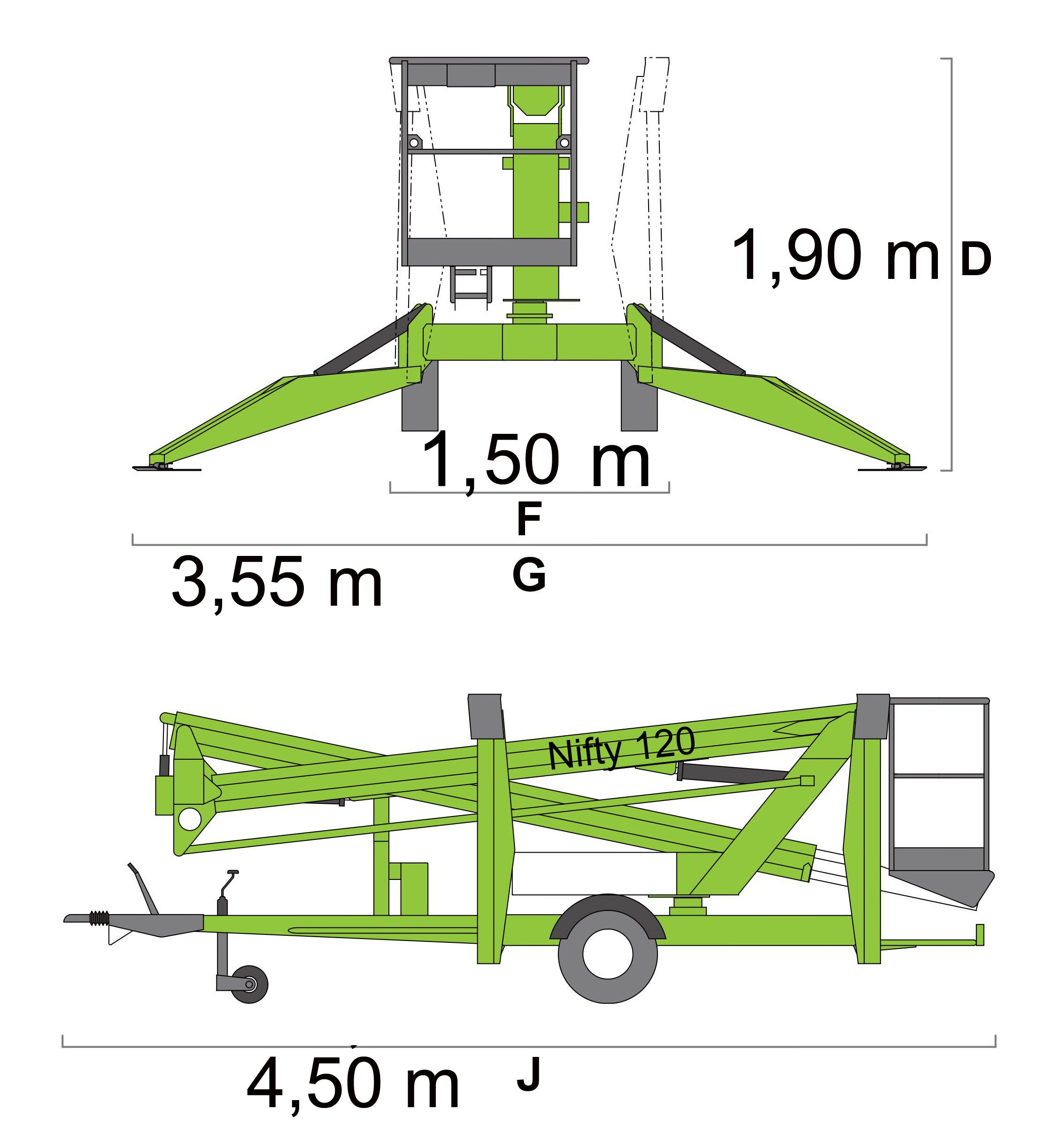 Hubsteiger Arbeitsbühne mieten – Nifty 120T, 12 m Arbeitshöhe – 4