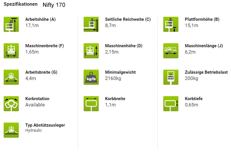 Hubsteiger Arbeitsbühne mieten – Nifty 170, 17 m, mit Fahrkorb – 3