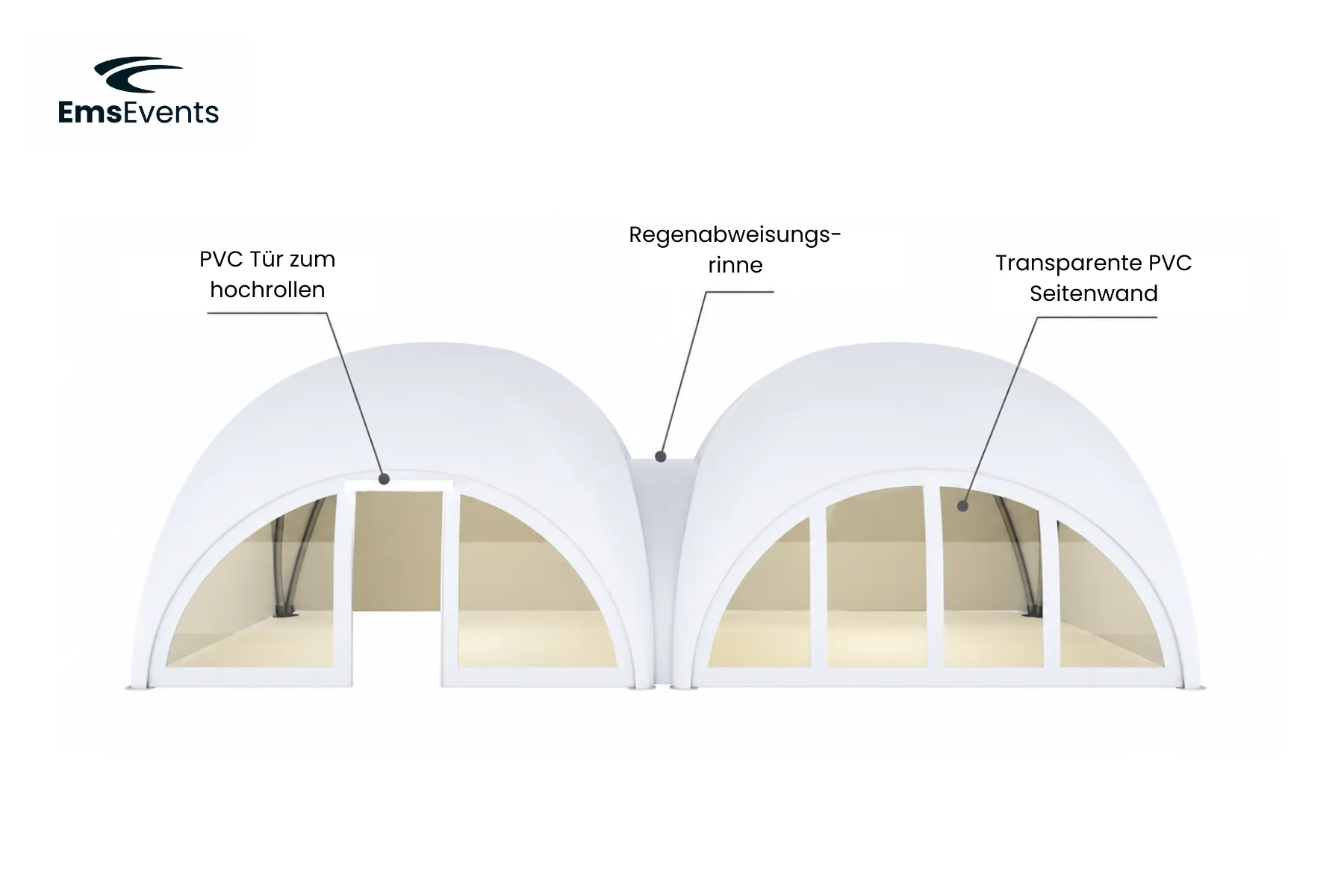 Archeddome-Zelt 6x6m mieten – Geodät-Zelt, kombinierbar – 3